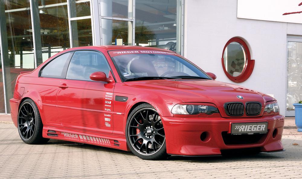 BMW 3er E46 Rieger Spoilerschwert CS-Look  für Spoilerstoßstange 50238 / 50144 / 50244 2-tlg., für Spoilerstoßstange, ABS, Carbon-Look, 
inkl. Montagezubehör, ABE