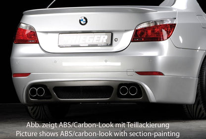 BMW 5er E60 Rieger Heckschürzenansatz nicht M-Technik! für Doppelendrohr li. u. re., ABS, Carbon-Look, 
inkl. Gutachten, Montagezubehör