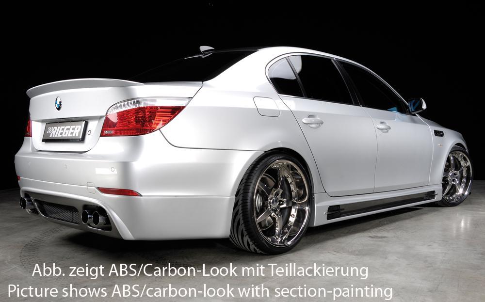 BMW 5er E60 Rieger Heckschürzenansatz nicht M-Technik! für Doppelendrohr li. u. re., ABS, Carbon-Look, 
inkl. Gutachten, Montagezubehör