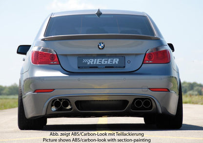 BMW 5er E60 Rieger Heckschürzenansatz nicht M-Technik! für Doppelendrohr li. u. re., ABS, Carbon-Look, 
inkl. Gutachten, Montagezubehör