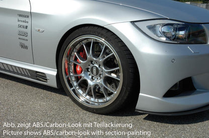 BMW 3er E90 Rieger Seitenschweller  rechts, mit Schacht und 2 Ausschnitten, ABS, Carbon-Look, 
inkl. Alugitter, Gutachten, Montagezubehör