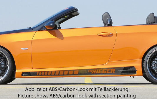BMW 3er E92 Rieger Seitenschweller    rechts, mit Schacht und 2 Ausschnitten, ABS, Carbon-Look, 
inkl. Alugitter, Gutachten, Montagezubehör