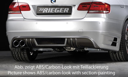 BMW 3er E92 Rieger Heckansatz nicht für 335i / 335d für Doppelendrohr li., ABS, Carbon-Look, 
inkl. Alugitter, Gutachten, Montagezubehör