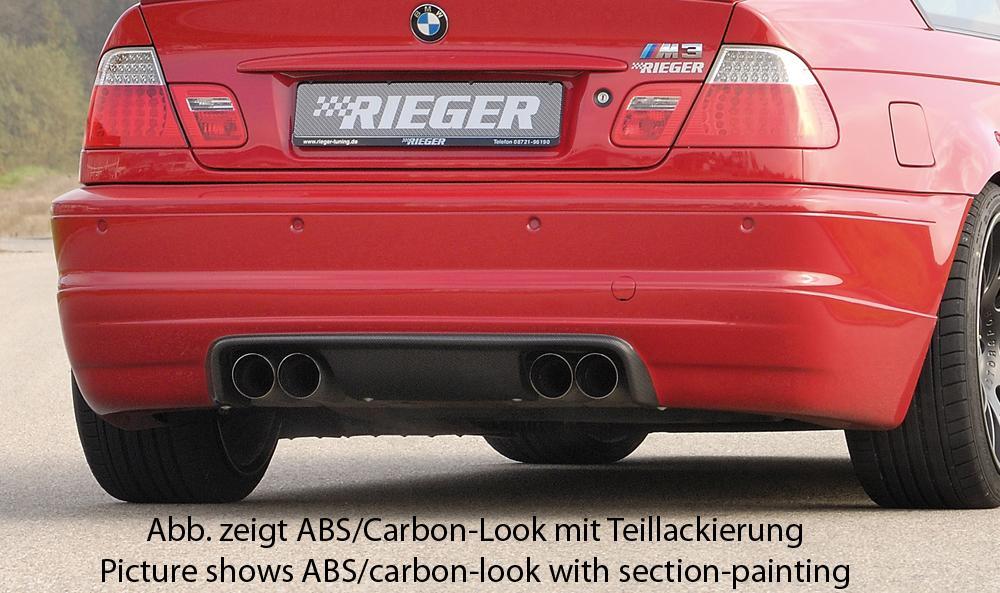 BMW 3er E46 M3 Rieger Heckschürzenansatz  ABS, Carbon-Look, 
inkl. Montagezubehör