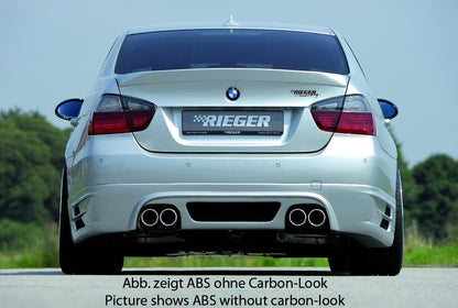 BMW 3er E90 Rieger Heckschürzenansatz -> für 335i!  Nicht für M-Paket-Heckschürze! für Doppelendrohr li. u. re. (335i-Look), ABS, Carbon-Look, 
inkl. Alugitter, Montagezubehör, Gutachten