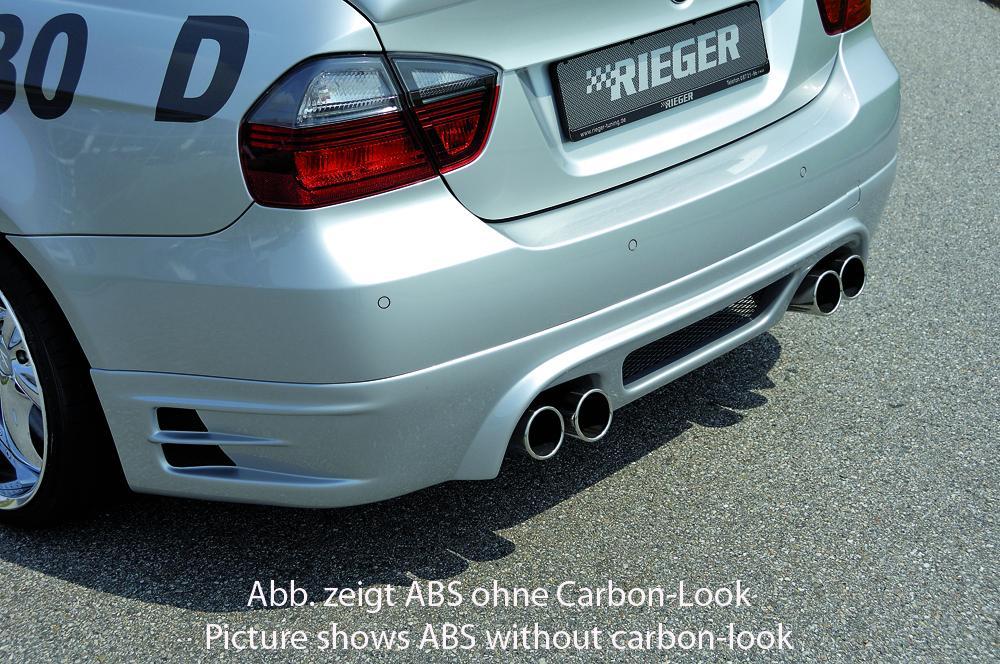 BMW 3er E90 Rieger Heckschürzenansatz -> für 335i!  Nicht für M-Paket-Heckschürze! für Doppelendrohr li. u. re. (335i-Look), ABS, Carbon-Look, 
inkl. Alugitter, Montagezubehör, Gutachten