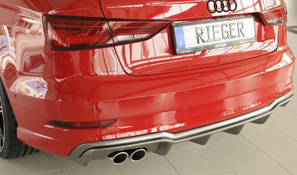 Audi A3 (8V) Rieger Heckeinsatz  für Doppelendrohr li., ABS, Carbon-Look, für Fzg. mit S-Line Exterieur, 
inkl. Montagezubehör, Gutachten