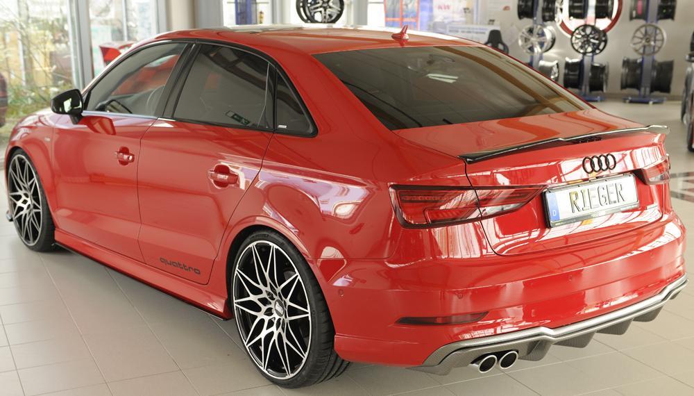 Audi A3 (8V) Rieger Heckeinsatz  für Doppelendrohr li., ABS, Carbon-Look, für Fzg. mit S-Line Exterieur, 
inkl. Montagezubehör, Gutachten