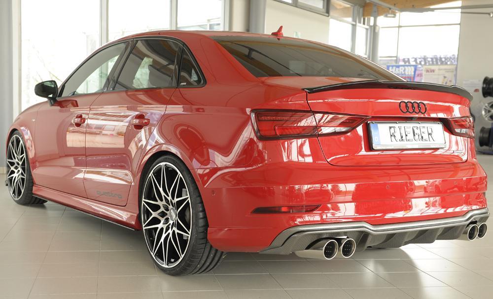 Audi A3 (8V) Rieger Heckeinsatz  für Sportendrohr li. u. re., (4x90mm ø), ABS, Carbon-Look, für Fzg. mit S-Line Exterieur, 
inkl. Montagezubehör, Gutachten