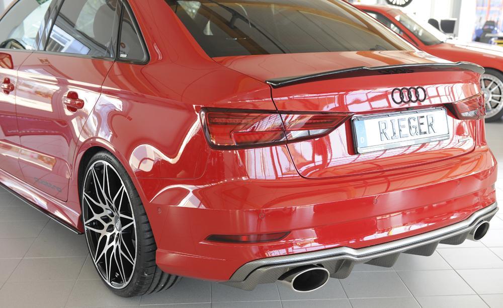 Audi A3 (8V) Rieger Heckeinsatz  für Sportendrohr li. u. re., (152x95mm oval), ABS, Carbon-Look, für Fzg. mit S-Line Exterieur, 
inkl. Montagezubehör, Gutachten