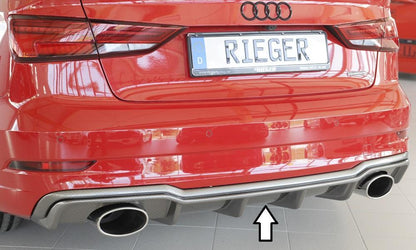 Audi A3 (8V) Rieger Heckeinsatz  für Sportendrohr li. u. re., (152x95mm oval), ABS, Carbon-Look, für Fzg. mit S-Line Exterieur, 
inkl. Montagezubehör, Gutachten