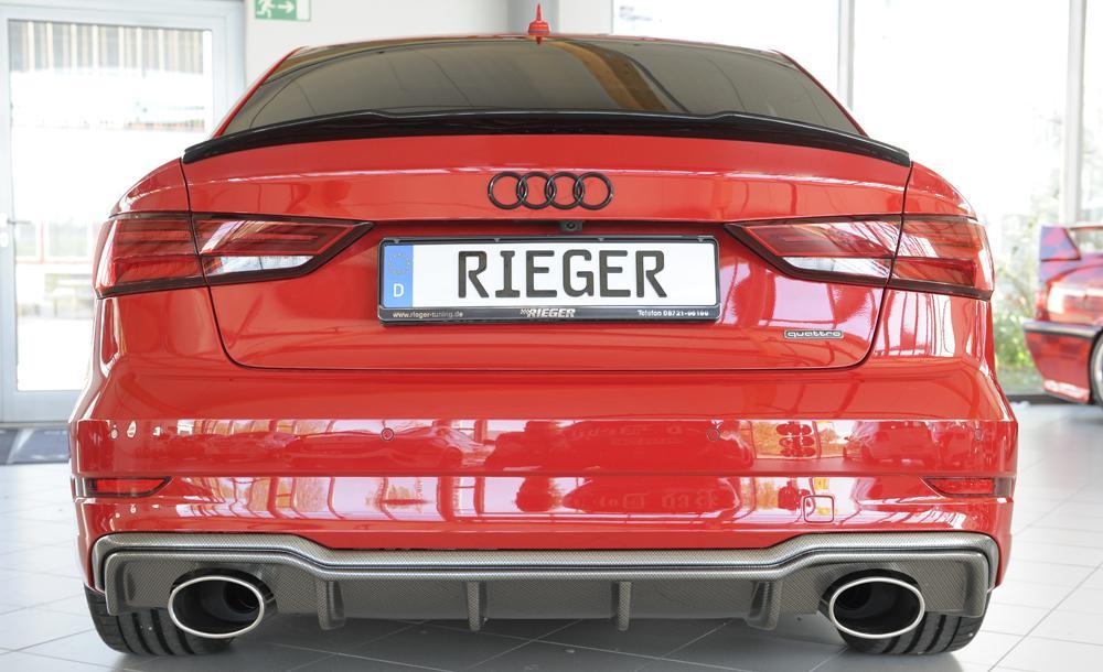 Audi A3 (8V) Rieger Heckeinsatz  für Sportendrohr li. u. re., (152x95mm oval), ABS, Carbon-Look, für Fzg. mit S-Line Exterieur, 
inkl. Montagezubehör, Gutachten