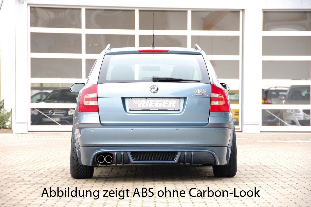 Skoda Octavia (1Z) Rieger Heckschürzenansatz Nur Kombi.  NICHT Limousine! für Endrohr li., ABS, Carbon-Look, 
inkl. Montagezubehör, Alugitter, Gutachten