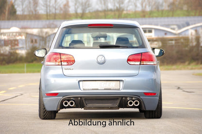 VW Golf 6 Rieger Heckschürzenansatz  für Endrohr li., ABS, Carbon-Look, 
inkl. Montagezubehör, Alugitter, Gutachten