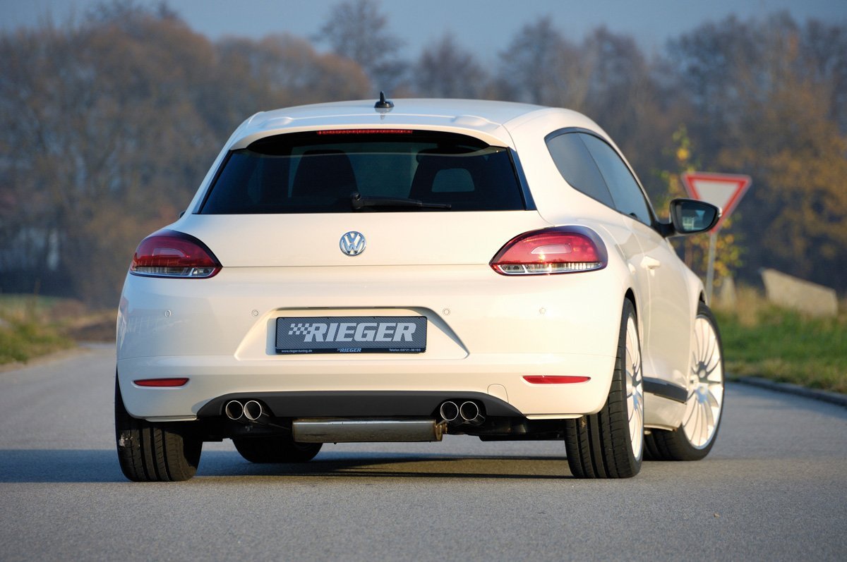 VW Scirocco 3 (13) Rieger Heckschürzenaufsatz  für Doppelendrohr li. u. re., ABS, Carbon-Look, 
inkl. Montagezubehör, Gutachten