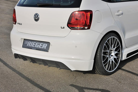 VW Polo 6 (6R) Rieger Heckschürzenansatz  für orig. Endrohr li., ABS, Carbon-Look, 
inkl. Montagezubehör