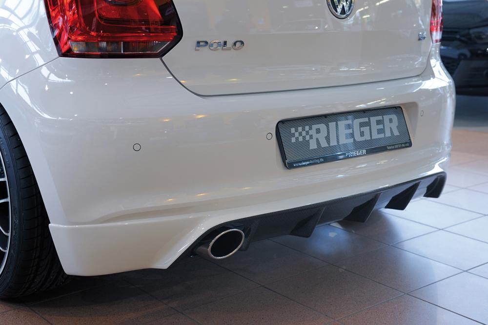 VW Polo 6 (6R) Rieger Heckschürzenansatz  für Sportendrohr li., (115x85mm oval), ABS, Carbon-Look, 
inkl. Montagezubehör