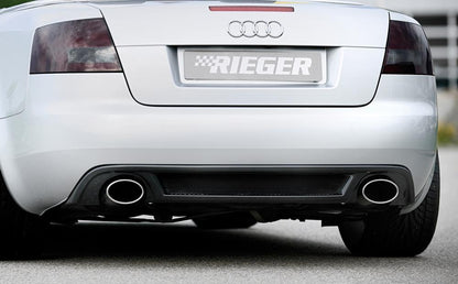 Audi A4 (8H) Rieger Heckeinsatz    für Sportendrohr li. u. re., (140x90mm oval), ABS, Carbon-Look, 
inkl. Alugitter, Montagezubehör, Gutachten