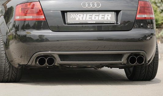 Audi A4 (8H) Rieger Heckeinsatz    für Doppelendrohr li. u. re., (4x90mm ø), ABS, Carbon-Look, 
inkl. Alugitter, Montagezubehör, Gutachten