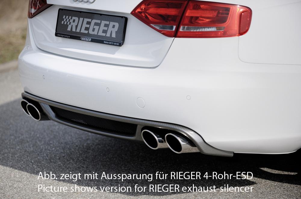 Audi A4 (B8/B81) Rieger Heckeinsatz  für orig. Endrohr li. u. re., ABS, Carbon-Look, für Fzg. ohne S-Line Exterieur, 
inkl. Alugitter, Montagezubehör, Gutachten