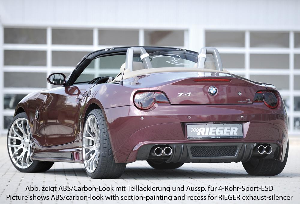 BMW Z4 (E85) Rieger Heckansatz    für orig. Doppelendrohr li, ABS, Carbon-Look, 
inkl. Alugitter, Montagezubehör, Gutachten