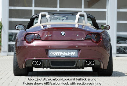 BMW Z4 (E85) Rieger Heckansatz    für Doppelendrohr li. u. re., (4x76mm ø), ABS, Carbon-Look, 
inkl. Alugitter, Montagezubehör, Gutachten