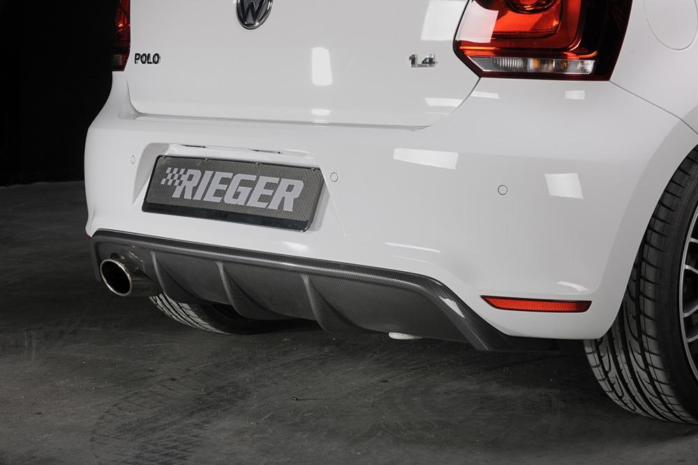 VW Polo 6 GTI (6R) Rieger Heckeinsatz  für Doppelendrohr li., ABS, Carbon-Look, 
inkl. Montagezubehör, Gutachten