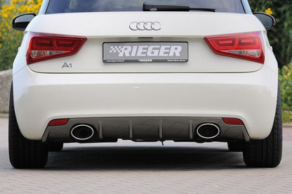 Audi A1 (8X) Rieger Heckeinsatz  für Sportendrohr li. u. re., (140x90mm oval), ABS, Carbon-Look, für Fzg. ohne S-Line Exterieur, 
inkl. Montagezubehör, Gutachten