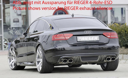 Audi A5 (B8/B81) Rieger Heckeinsatz  für orig. Doppelendrohr li, ABS, Carbon-Look, für Fzg. ohne S-Line Exterieur, 
inkl. Alugitter, Montagezubehör, Gutachten