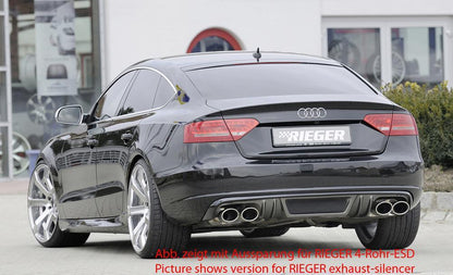 Audi A5 (B8/B81) Rieger Heckeinsatz  für orig. Endrohr li. u. re., ABS, Carbon-Look, für Fzg. ohne S-Line Exterieur, 
inkl. Alugitter, Montagezubehör, Gutachten