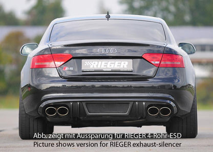 Audi A5 (B8/B81) Rieger Heckeinsatz  für orig. Doppelendrohr li, ABS, Carbon-Look, für Fzg. mit S-Line Exterieur, 
inkl. Alugitter, Montagezubehör, Gutachten