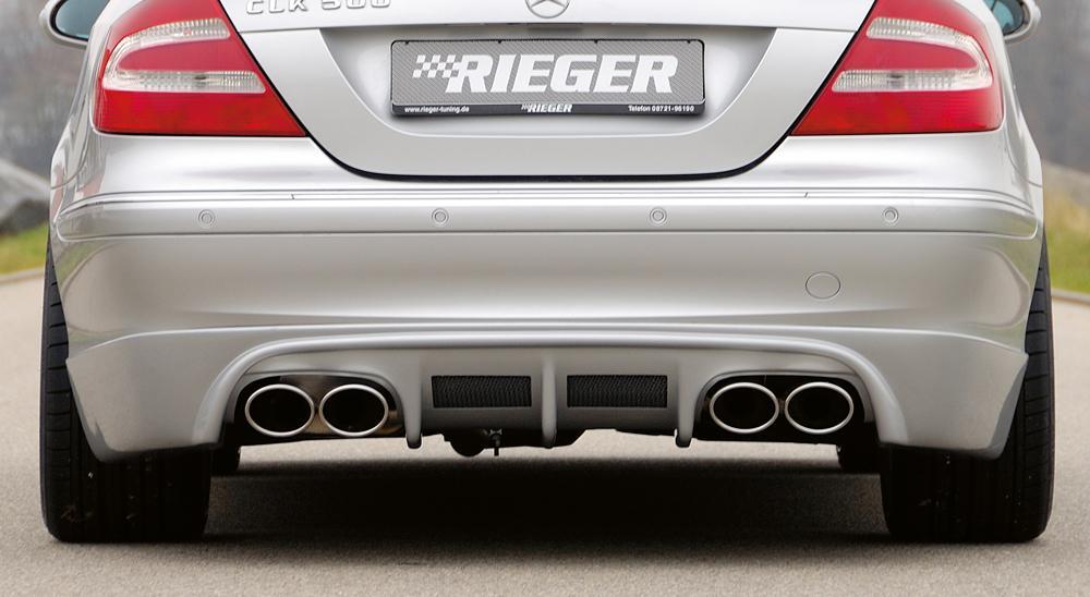 Mercedes CLK (W209) Fox ESD Ausgang li./re., Anschluss Ø70mm je 2x115x85mm Typ 32, Mercedes CLK (W209) Cabrio links, rechts, 4x115x85mm, für RIEGER-Heckansatz, Edelstahl, 
inkl. Gutachten