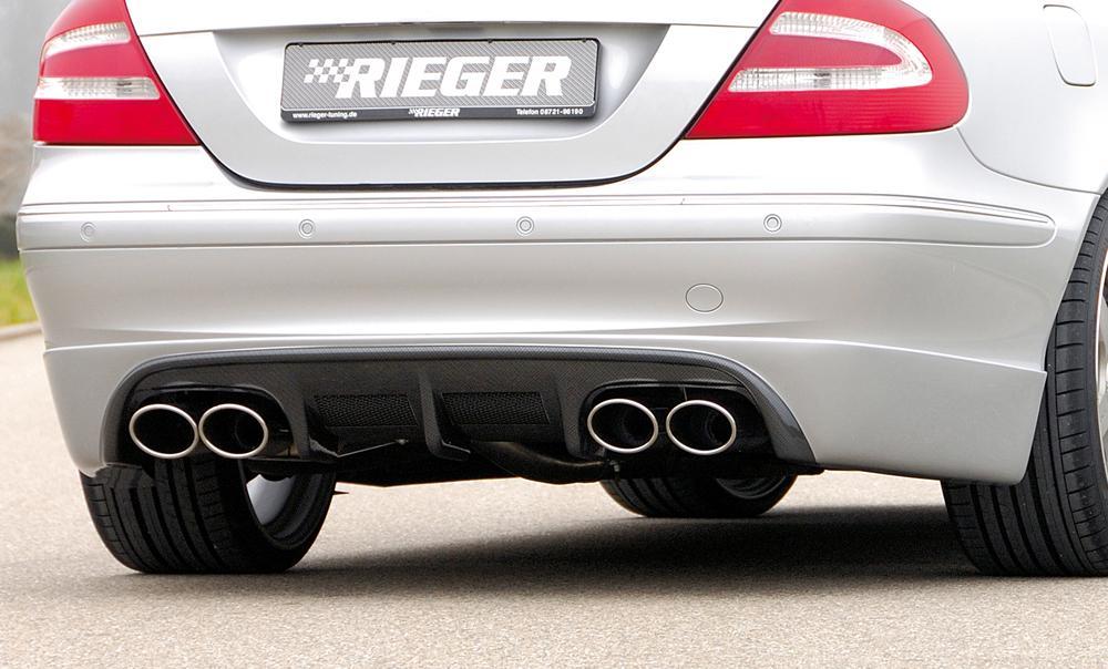 Mercedes CLK (W209) Fox ESD Ausgang li./re., Anschluss Ø70mm je 2x115x85mm Typ 32, Mercedes CLK (W209) Cabrio links, rechts, 4x115x85mm, für RIEGER-Heckansatz, Edelstahl, 
inkl. Gutachten