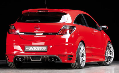 Opel Astra H Rieger Halbanlage ab Kat, für RIEGER-Heckansatz 1.6l Turbo 132 kW, 2.0l Turbo 125 kW / 147 kW für RIEGER-Heckansatz, rechts, links, 4x76mm, Edelstahl, 
inkl. Gutachten
