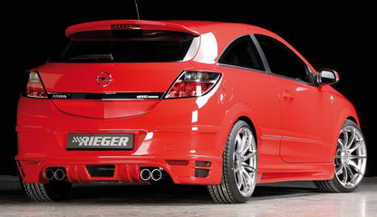 Opel Astra H Rieger Halbanlage ab Kat, für RIEGER-Heckansatz 1.6l Turbo 132 kW, 2.0l Turbo 125 kW / 147 kW für RIEGER-Heckansatz, rechts, links, 4x76mm, Edelstahl, 
inkl. Gutachten