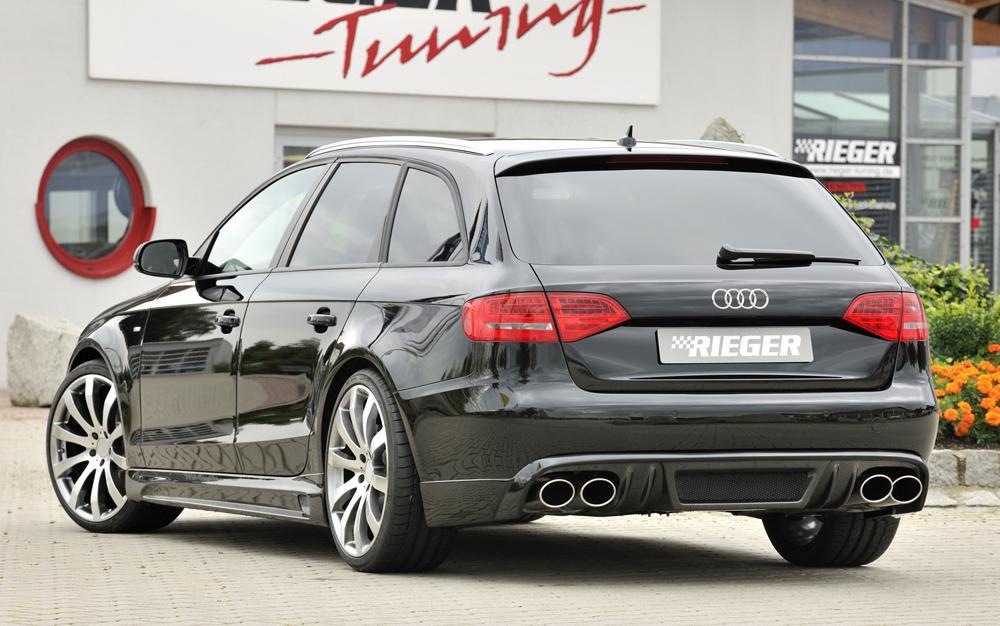 Audi A4 (B8/B81) Rieger ESD A4/A5 2,7TDI 120/140kW 3,0TDI 176/180kW (Cabrio 1,8l 118 kW  2,0l TFSI 132/155kW 3,0l TDI) 4x115x85mm, links, rechts, für RIEGER-Heckansatz, Edelstahl, 
inkl. Gutachten, Montagezubehör