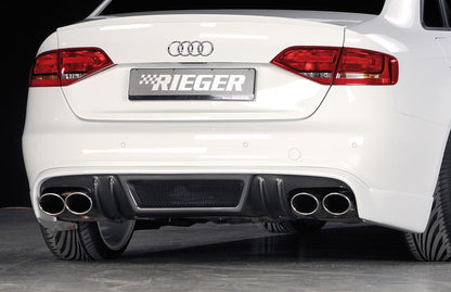 Audi A4 (B8/B81) Rieger ESD Audi A4/A5 (B8) 4Zyl.  ø 55mm Anflutung 1,8l TFSI 88/118/125kW  2,0l TDI 100/105/125/130kW rechts, links, mit Y-Adapter, 4x115x85mm, für RIEGER-Heckansatz, Edelstahl, 
inkl. Gutachten