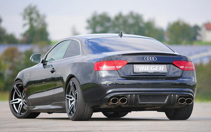 Audi A5 (B8/B81) Rieger ESD Audi A5 (B8) 2,7/3,0TDI 140/176/180 kW (Cabrio 1,8l 118 kW  2,0l TFSI 132/155kW 3,0l TDI) 4x115x85mm, links, rechts, eingerollt, schräg, seitl. versetzt, für RIEGER-Heckeinsatz, Edelstahl, 
inkl. Gutachten