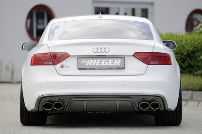 Audi A5 (B8/B81) Rieger ESD Audi A5 (B8) 2,7/3,0TDI 140/176/180 kW (Cabrio 1,8l 118 kW  2,0l TFSI 132/155kW 3,0l TDI) 4x115x85mm, links, rechts, eingerollt, schräg, seitl. versetzt, für RIEGER-Heckeinsatz, Edelstahl, 
inkl. Gutachten