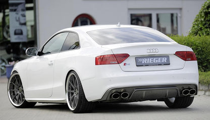 Audi A5 (B8/B81) Rieger ESD Audi A5 (B8) 2,7/3,0TDI 140/176/180 kW (Cabrio 1,8l 118 kW  2,0l TFSI 132/155kW 3,0l TDI) 4x115x85mm, links, rechts, eingerollt, schräg, seitl. versetzt, für RIEGER-Heckeinsatz, Edelstahl, 
inkl. Gutachten