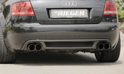 Audi A4 (8H) RIEGER ESD li./re. Typ 14, Audi A4 (8H) Cabrio 2.0l 147kW  2.4l 125kW  3.0l 162kW links, rechts, 4x90mm, rund, scharfkantig, schräg, seitl. versetzt, für RIEGER-Heckeinsatz, Edelstahl, 
inkl. Montagezubehör, Gutachten