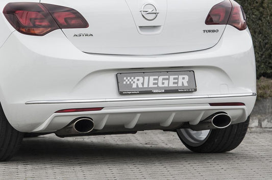 Opel Astra J Fox ESD quer Ausgang L/R 1x140x90mm Typ 32 Opel Astra J, nur Turbo-Modelle,  1.6l 132 kW links, rechts, oval, mit Prägung, eingerollt, 1x140x90mm, für RIEGER-Heckeinsatz, Edelstahl, 
inkl. Montagezubehör, Gutachten