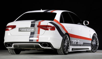 Audi A4 (B8/B81) Rieger ESD Audi A4/A5 (B8) 4Zyl.  ø 66mm Anflutung 1,8l TFSI 130 kW  2,0l TFSI 132/155/165kW  2WD+4WD links, rechts, mit Y-Adapter, für RIEGER-Heckeinsatz RS5-Look, Edelstahl, 
inkl. Montagezubehör, Gutachten