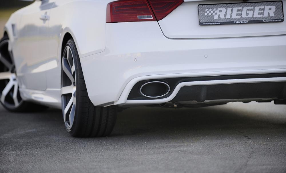 Audi A4 (B8/B81) Rieger ESD Audi A4/A5  2,7l/3,0l TDI 140/176/180kW Cabrio 1,8l 118 kW  2,0l TFSI 132/155/kW  3,0l TDI links, rechts, für RIEGER-Heckeinsatz RS5-Look, Edelstahl, 
inkl. Montagezubehör, Gutachten