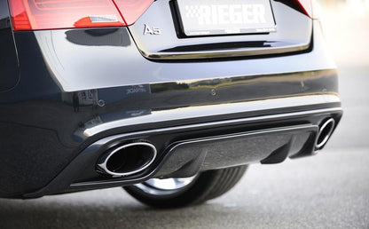 Audi A4 (B8/B81) Rieger ESD Audi A4/A5  2,7l/3,0l TDI 140/176/180kW Cabrio 1,8l 118 kW  2,0l TFSI 132/155/kW  3,0l TDI links, rechts, für RIEGER-Heckeinsatz RS5-Look, Edelstahl, 
inkl. Montagezubehör, Gutachten