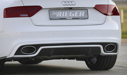 Audi A4 (B8/B81) Rieger ESD Audi A4/A5 (B8/B81) -RIE-V   3.0l TFSI/200 kW  S4/S5 3.0l/245 kW links, rechts, für RIEGER-Heckeinsatz RS5-Look, Edelstahl, 
inkl. Montagezubehör, Gutachten