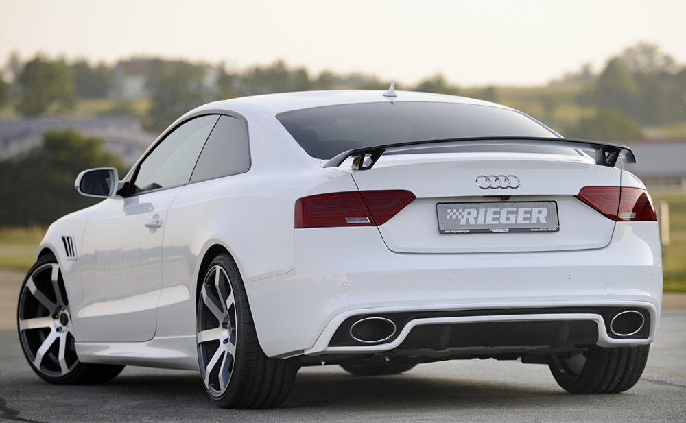 Audi A4 (B8/B81) Rieger ESD Audi A4/A5 (B8/B81) -RIE-V   3.0l TFSI/200 kW  S4/S5 3.0l/245 kW links, rechts, für RIEGER-Heckeinsatz RS5-Look, Edelstahl, 
inkl. Montagezubehör, Gutachten