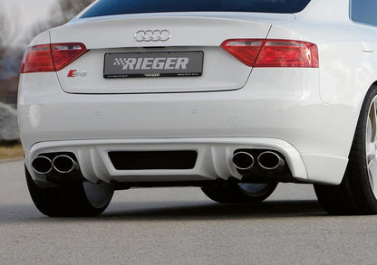 Audi A5 (B8/B81) Rieger ESD links/rechts, Audi A5 (B8) Sportback 2.0 TFSI 132/155 kW 2.7 TDI 140kW  3.0 TDI 176kW 4x115x85mm, für RIEGER-Heckansatz, für RIEGER-Heckeinsatz, links, rechts, Edelstahl, 
inkl. Montagezubehör, Gutachten