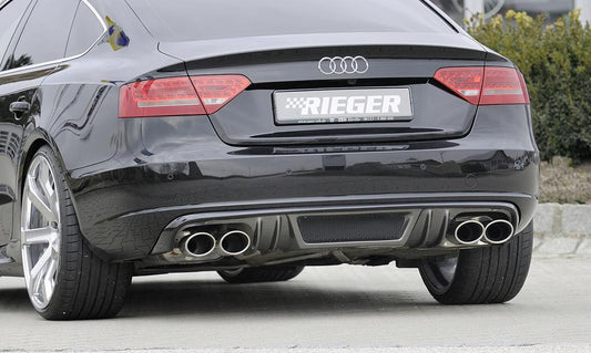 Audi A5 S5 (B8/B81) Rieger ESD links/rechts, Audi S5 (B8) Sportback 3,0l TFSI 245kW (S5 Quattro) 4x115x85mm, für RIEGER-Heckansatz, für RIEGER-Heckeinsatz, links, rechts, Edelstahl, 
inkl. Montagezubehör, Gutachten