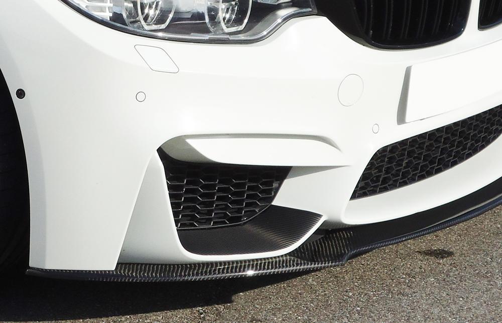 BMW 3er F80 M3 (M3) Carbon Spoilerschwert für BMW M4 F82/F83 u. M3 F80 für orig Frontschürze (ohne M-Performance-Aufsatz) gekantete Version, für orig. Frontschürze, Carbon, 
inkl. Montagezubehör, Gutachten